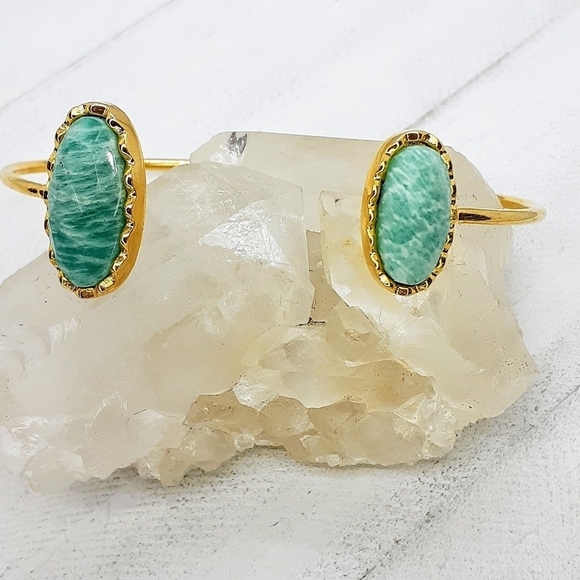 Genuine Amazonite Bezel bangle - Picture 7 of 10